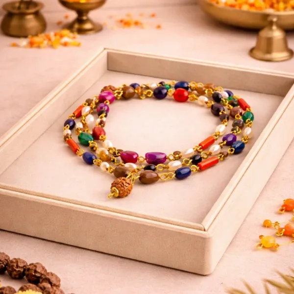 Navrattan Mala Regular – 9 Gemstone Navratna Mala for Navgraha Balance