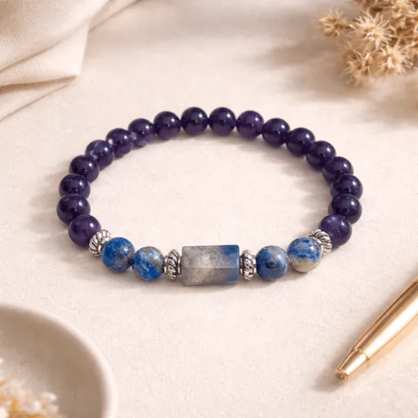Capricorn (Makar) Rashi Amethyst Bracelet — Calm Clarity, Wisdom & Saturn Energy