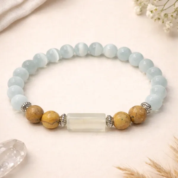 Taurus (Vrishabh) Rashi Aquamarine Bracelet — Calm, Clarity & Venus Energy