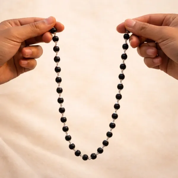 Karungali Wearable Mala with Silver Capping – 54 Beads 100% Original Govt Certified