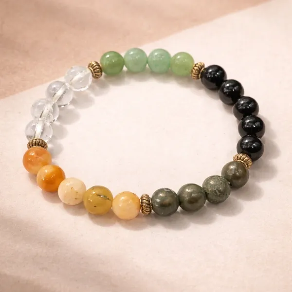 SUYAGYA Money Magnet Crystal Bracelet with Pyrite Green Aventurine Yellow Aventurine Clear Quartz and Hakik Beads for Wealth and Abundance