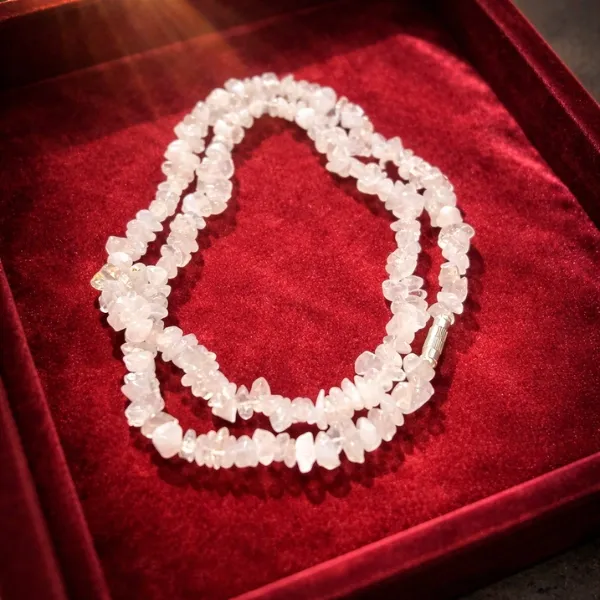 Natural Rose Quartz Chip Mala — 108 Beads for Love, Calm & Heart Chakra Healing