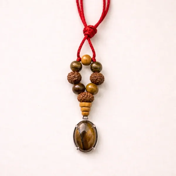 Leo Singh Rashi Pendant tiger eye rudraksha Sun energy — Suyagya India ₹699