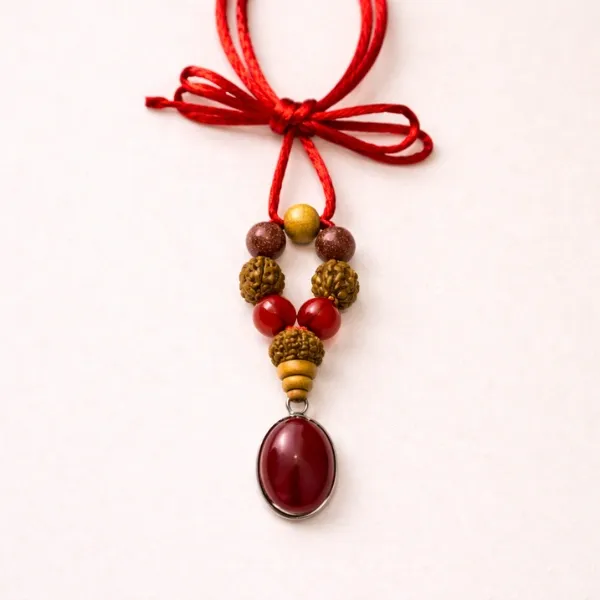 Scorpio Vrishchik Rashi Pendant red jasper goldstone carnelian rudraksha — Suyagya India ₹699